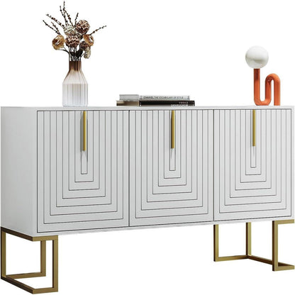 Weißes Sideboard mit 6 Schubladen & verstellbaren Regalen