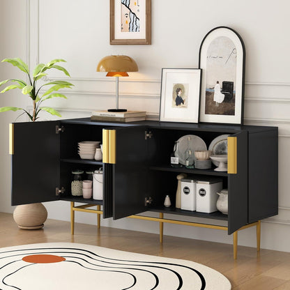 Modernes Sideboard mit 4 Türen & Schubladen – Schwarz