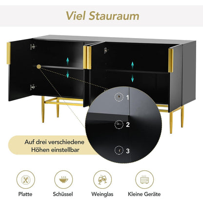 Modernes Sideboard mit 4 Türen & Schubladen – Schwarz