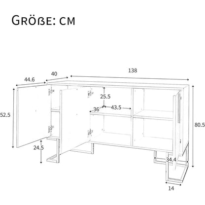 Kommode & Sideboard mit 6 Schubladen & 3 Türen, Schwarz