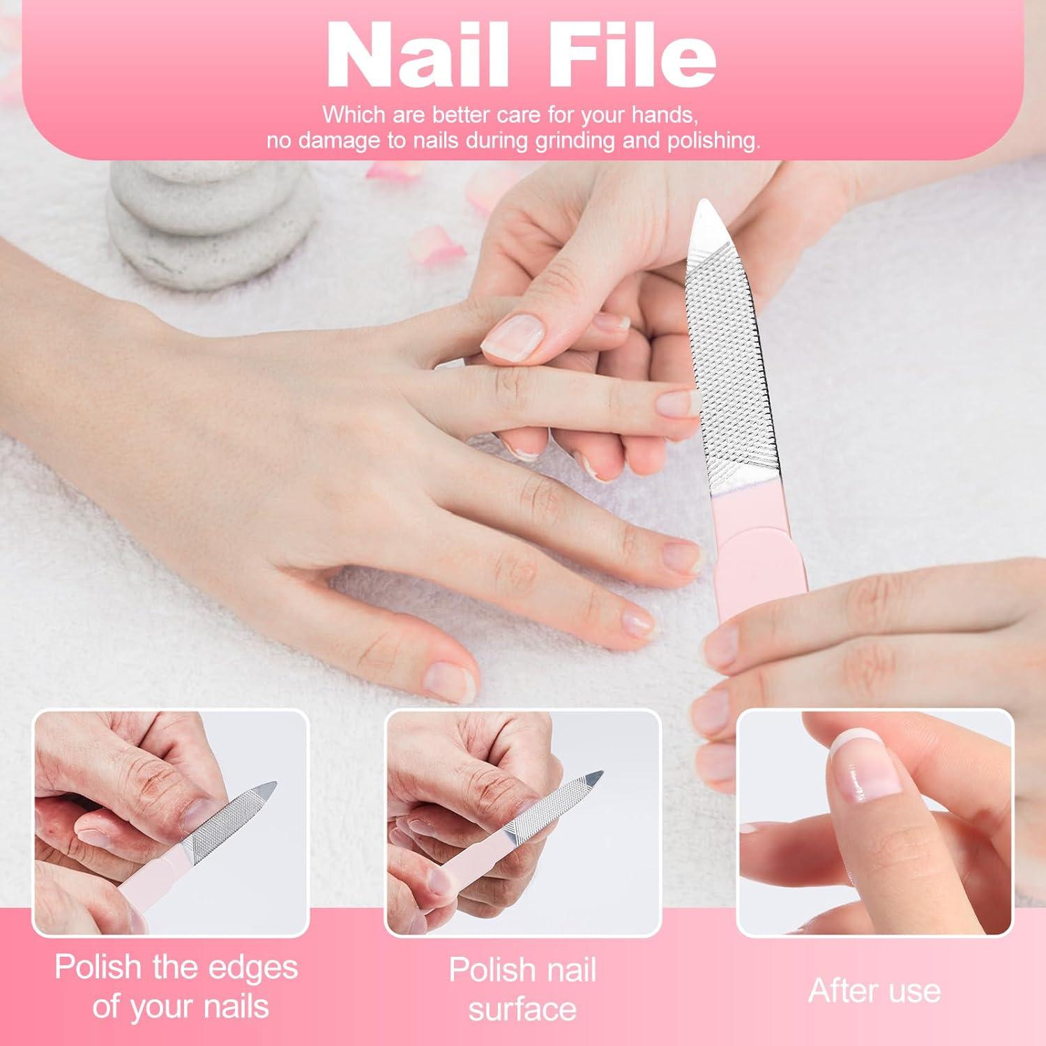 12-teiliges Nagelpflegeset aus Edelstahl für Damen, in