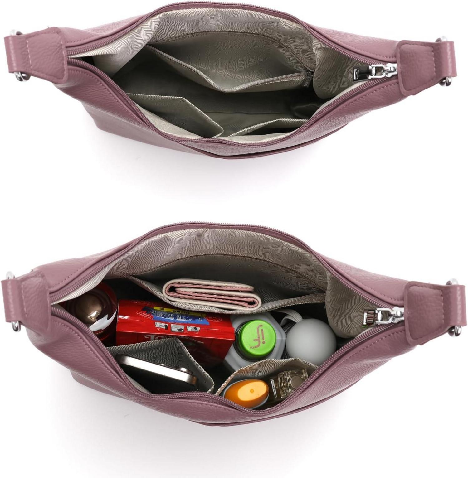 Schultertasche Damen Groß Schwarz Vegan Leder Verstellbarer Gurt