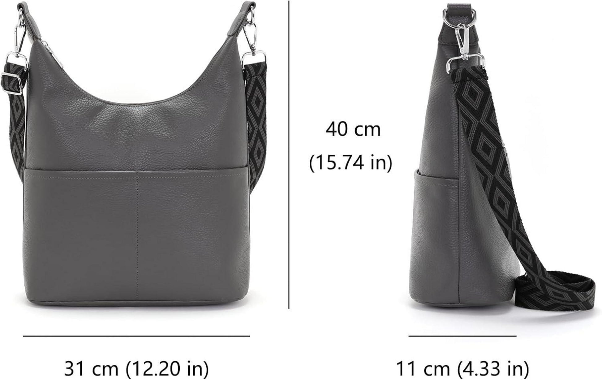 SOGYECS Polene Handtasche Damen Mittelgroß Crossbody Bag Schultertasche Grau