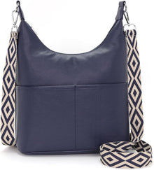 Moderne Schultertasche Damen Vegan Leder Blau