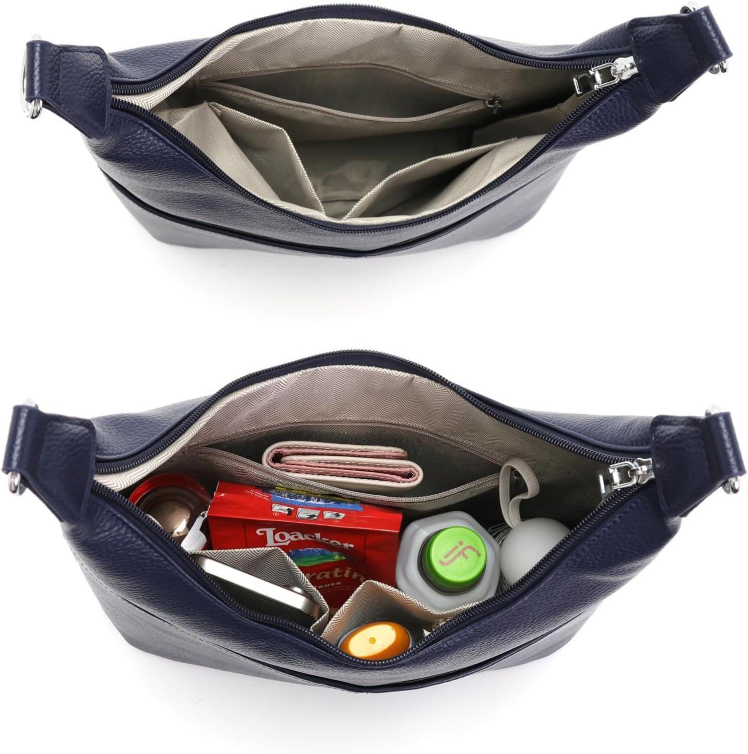 Moderne Schultertasche Damen Vegan Leder Blau