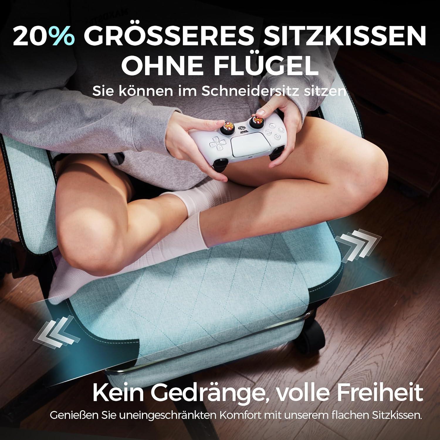 Dowinx Gaming Stuhl mit Massage Kissen für Erwachsene, Bürostuhl mit Fußstütze und Lendenwirbelstütze, Ergonomischer Sessel für Office Gaming