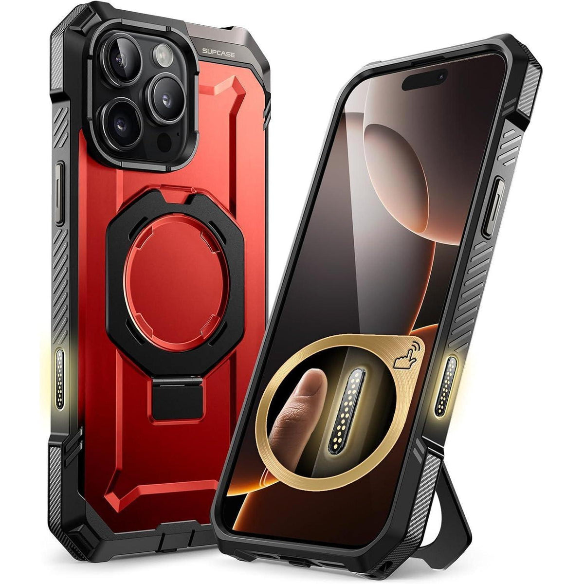 iPhone 16 Pro Max Hülle mit Ständer, MagSafe, Rot