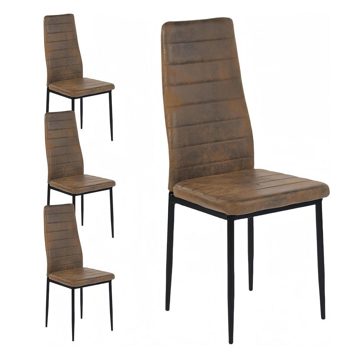 Esszimmerstuhl Set 4er – Gepolstert, Braun & Ergonomisch