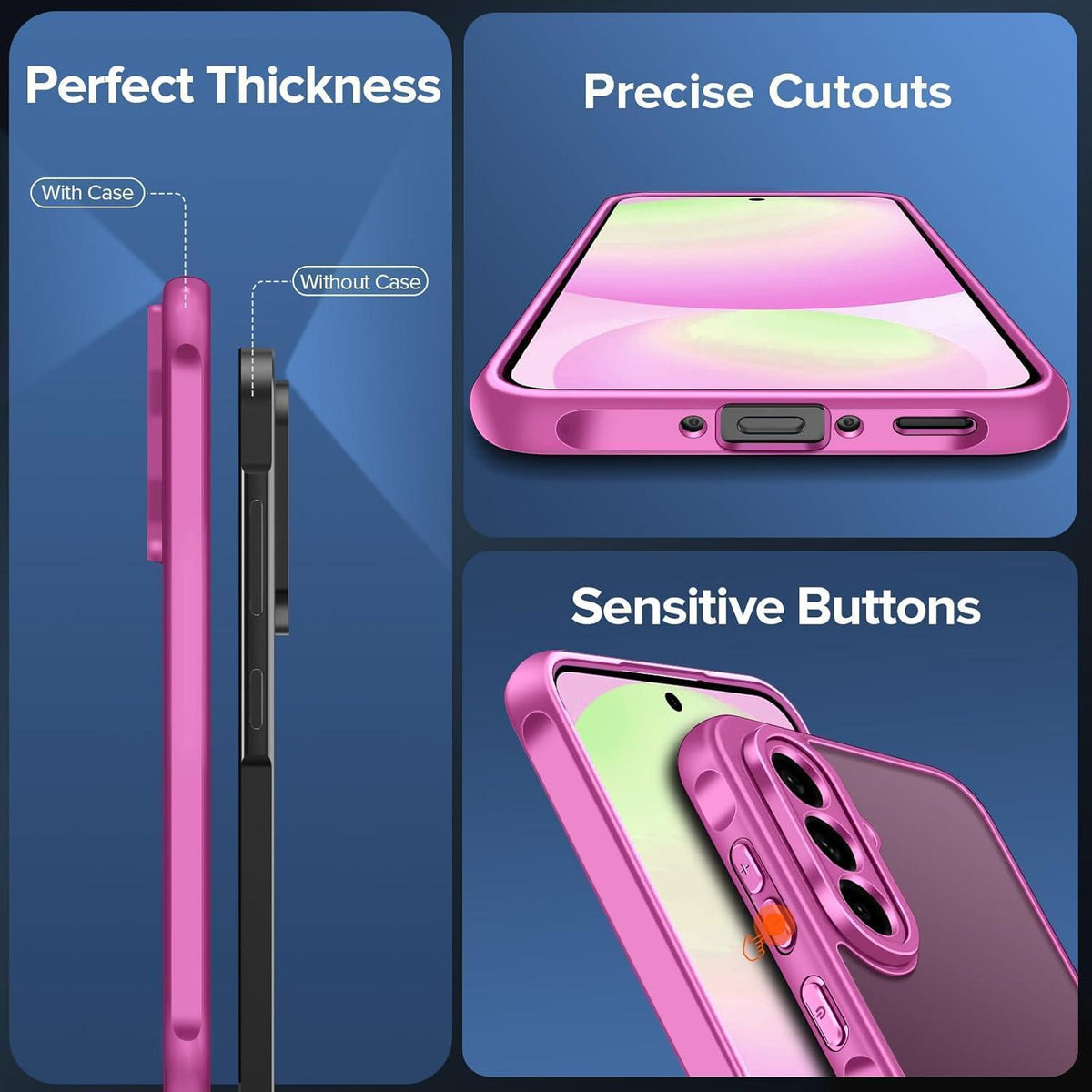 Samsung Galaxy A56 5G Hülle mit Panzerglas, matt durchscheinend, rosa