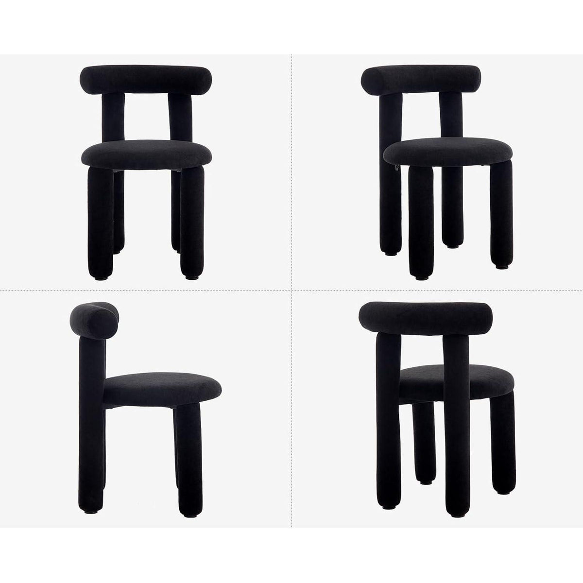 Küchenstühle 2er Set Kunstfell Schwarz – Moderne Esszimmerstühle