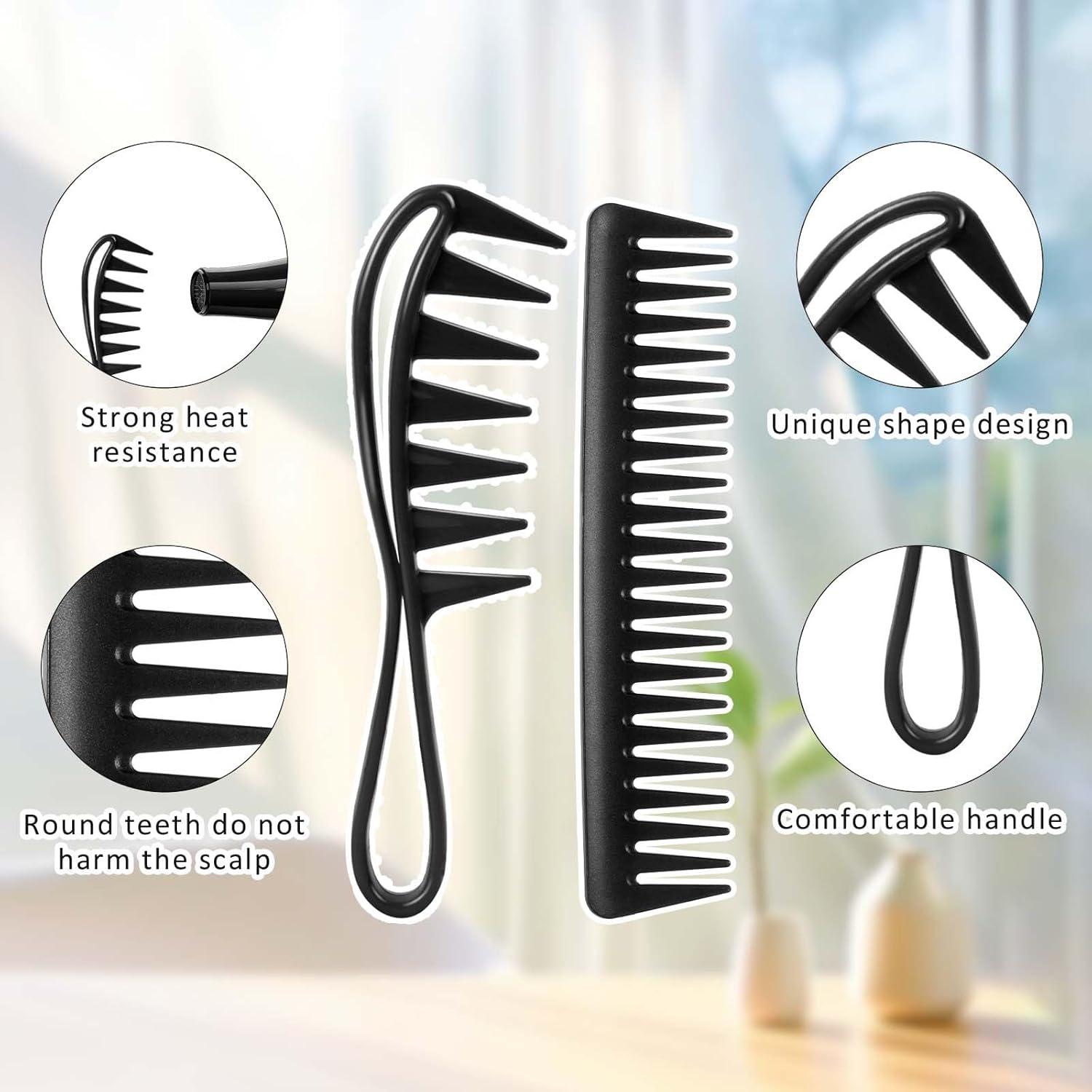 Breite Zahnkämme 2 Stück Grobzinkiger Lockenkamm Haarstyling Schwarz