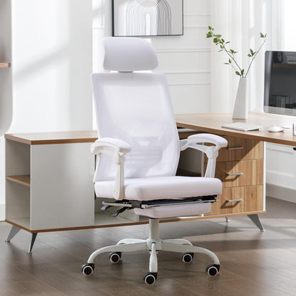 Ergonomischer Bürostuhl mit Fußstütze, verstellbar, atmungsaktiver