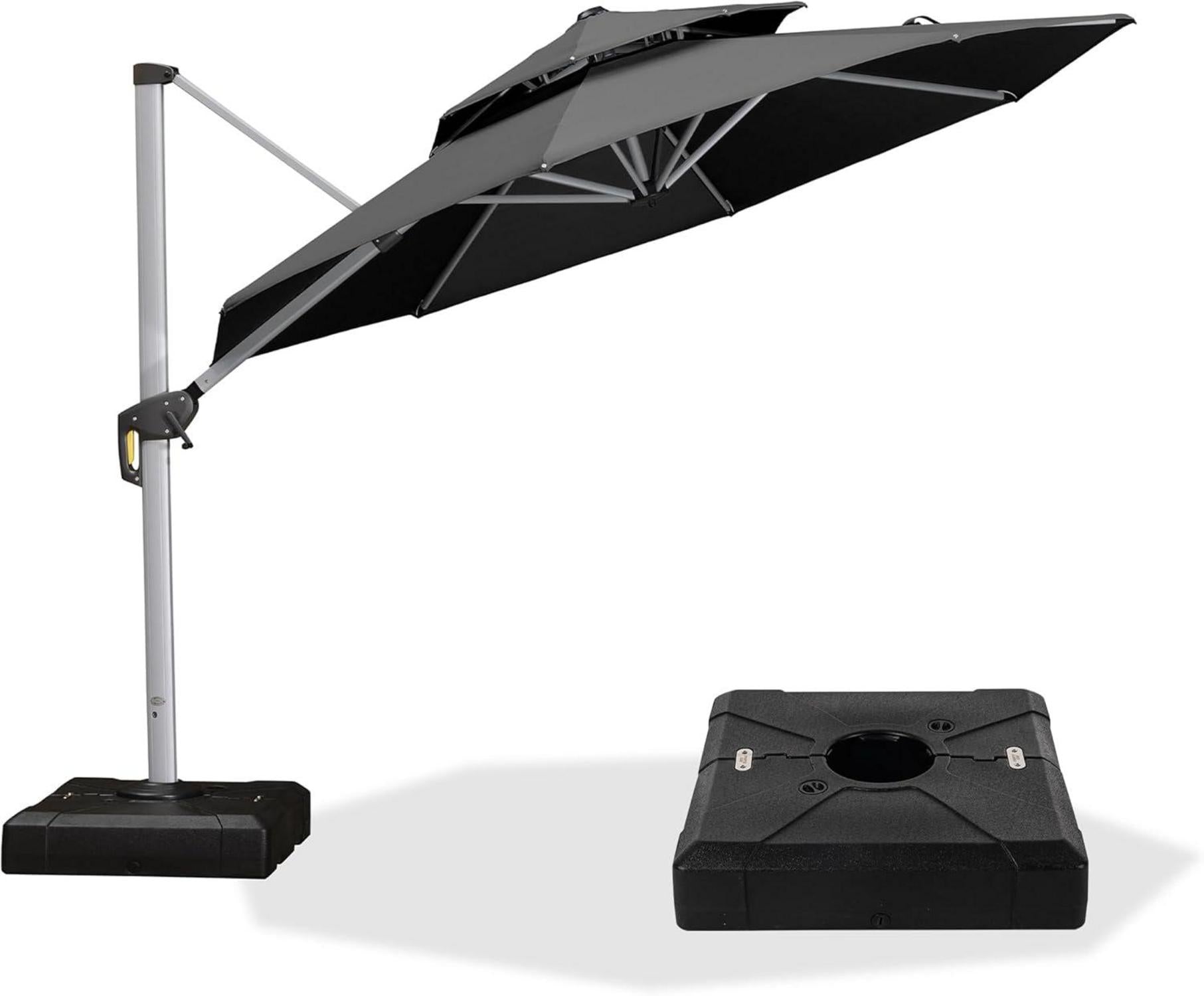 Sonnenschirm 300 cm mit Ständer und 360° Rotation, Grau