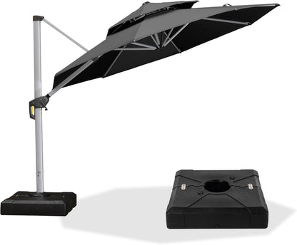 Sonnenschirm 300 cm mit Ständer und 360° Rotation, Grau