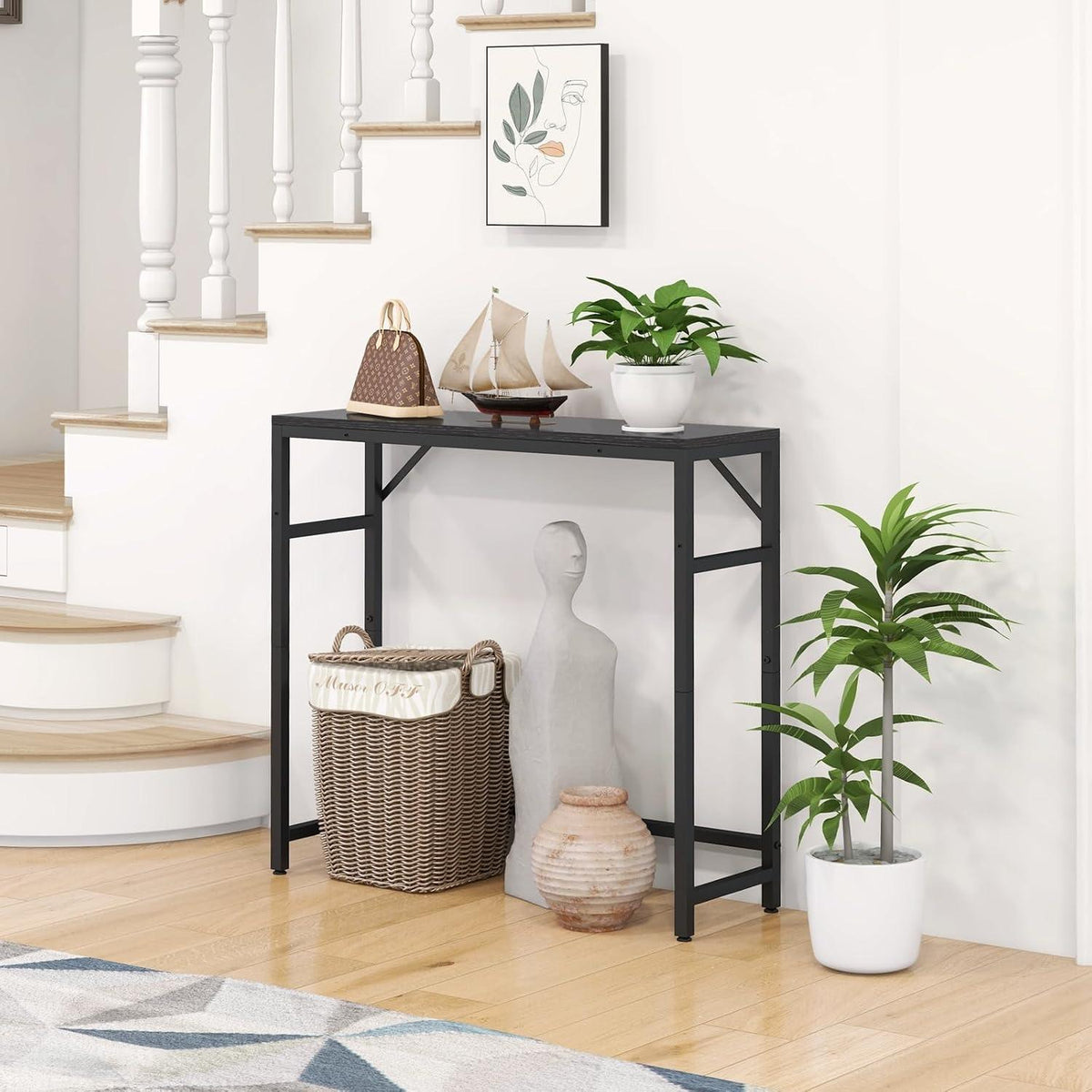 Schmaler Konsolentisch Schwarz – 75x24x75 cm | Beistelltisch