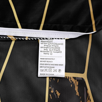 3D Wabenbettwäsche Set Schwarz Gold 135x200cm
