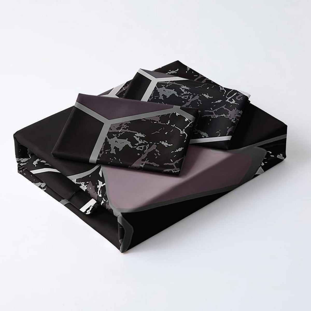 3D Bettwäsche Set Schwarz Grau Geometrie 135x200cm