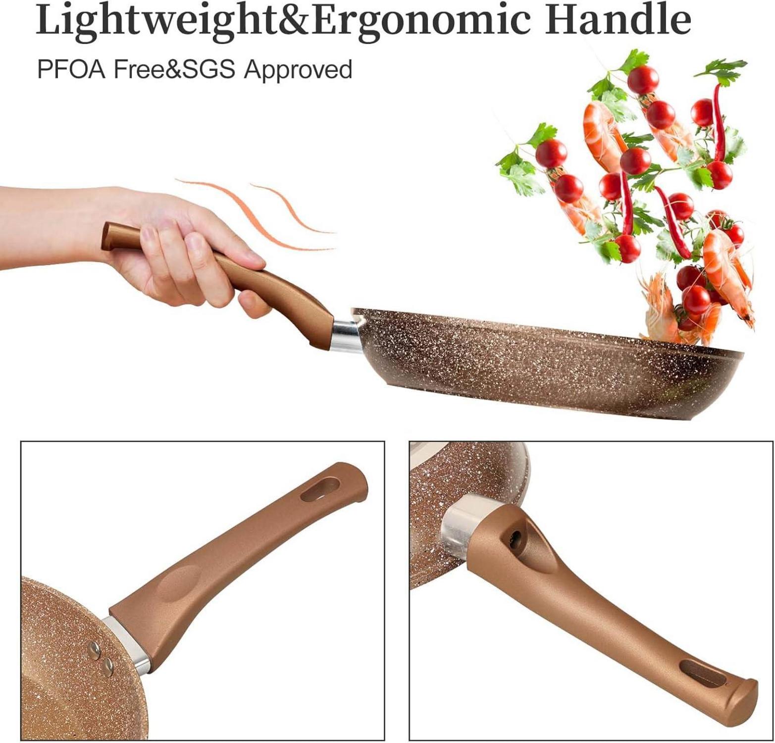 Antihaft Bratpfanne Set 20/24/28cm Induktion Granitbeschichtung Gold