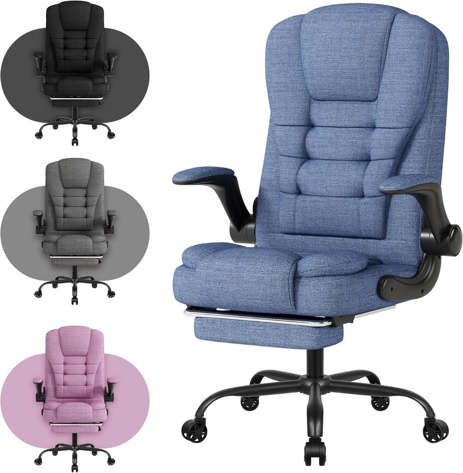 Gaming Stuhl Ergonomisch mit Fußstütze Blau Mesh Bürostuhl