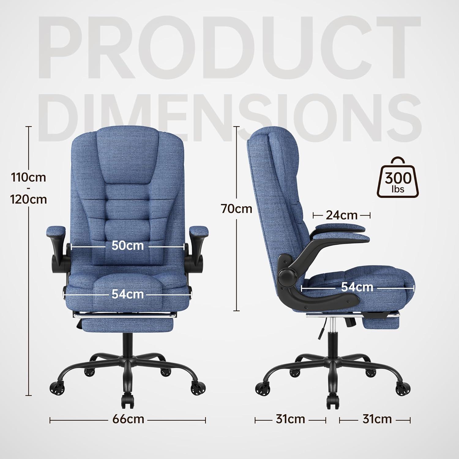 Gaming Stuhl Ergonomisch mit Fußstütze Blau Mesh Bürostuhl