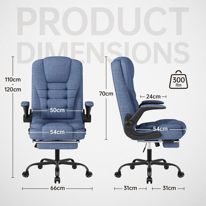 Gaming Stuhl Ergonomisch mit Fußstütze Blau Mesh Bürostuhl