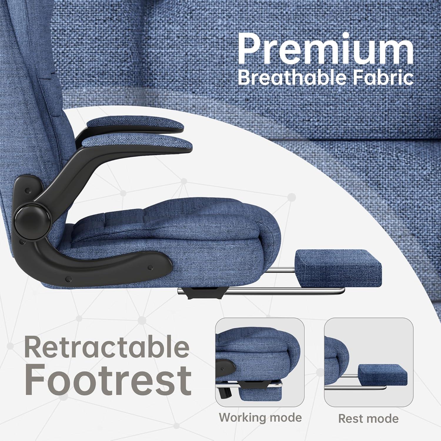 Gaming Stuhl atmungsaktiv Stoff 360°Drehbar Blau Bürostuhl ergonomisch