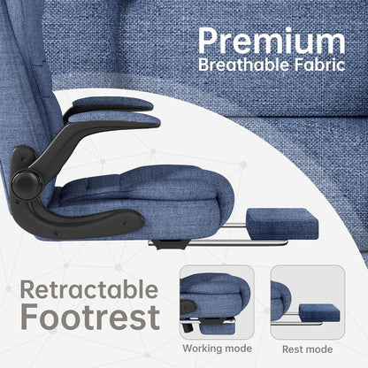 Gaming Stuhl atmungsaktiv Stoff 360°Drehbar Blau Bürostuhl ergonomisch