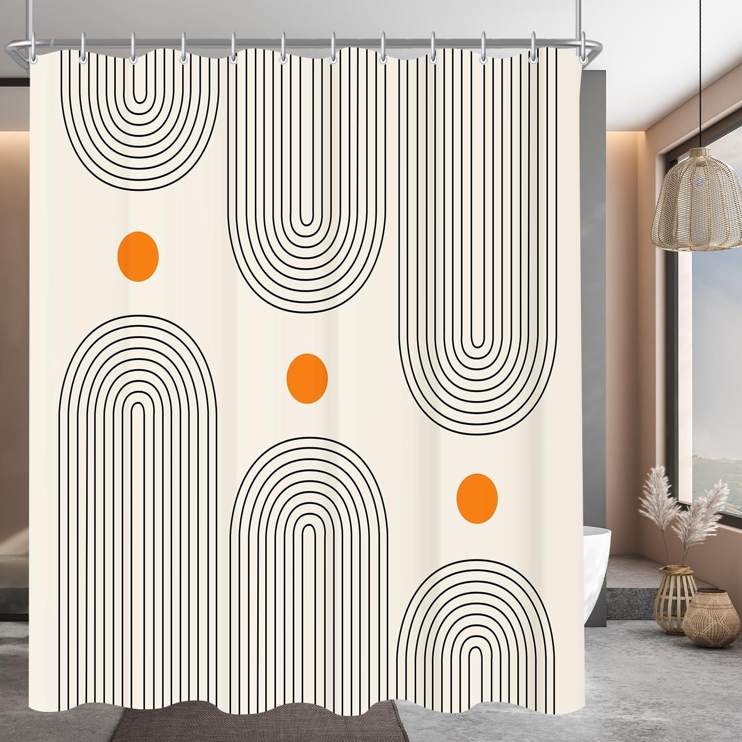 Duschvorhang Geometrische Kurve 180x200cm Antischimmel Polyester Stoff