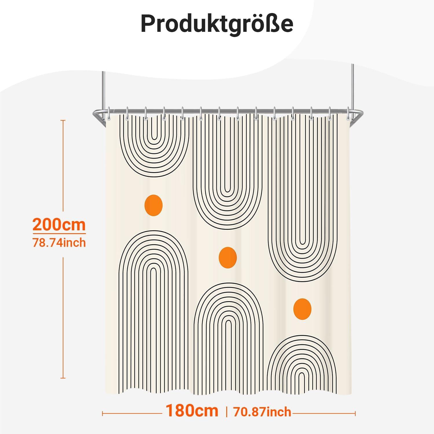 Duschvorhang 180x200cm Geometrische Kurve Antischimmel Wasserabweisend
