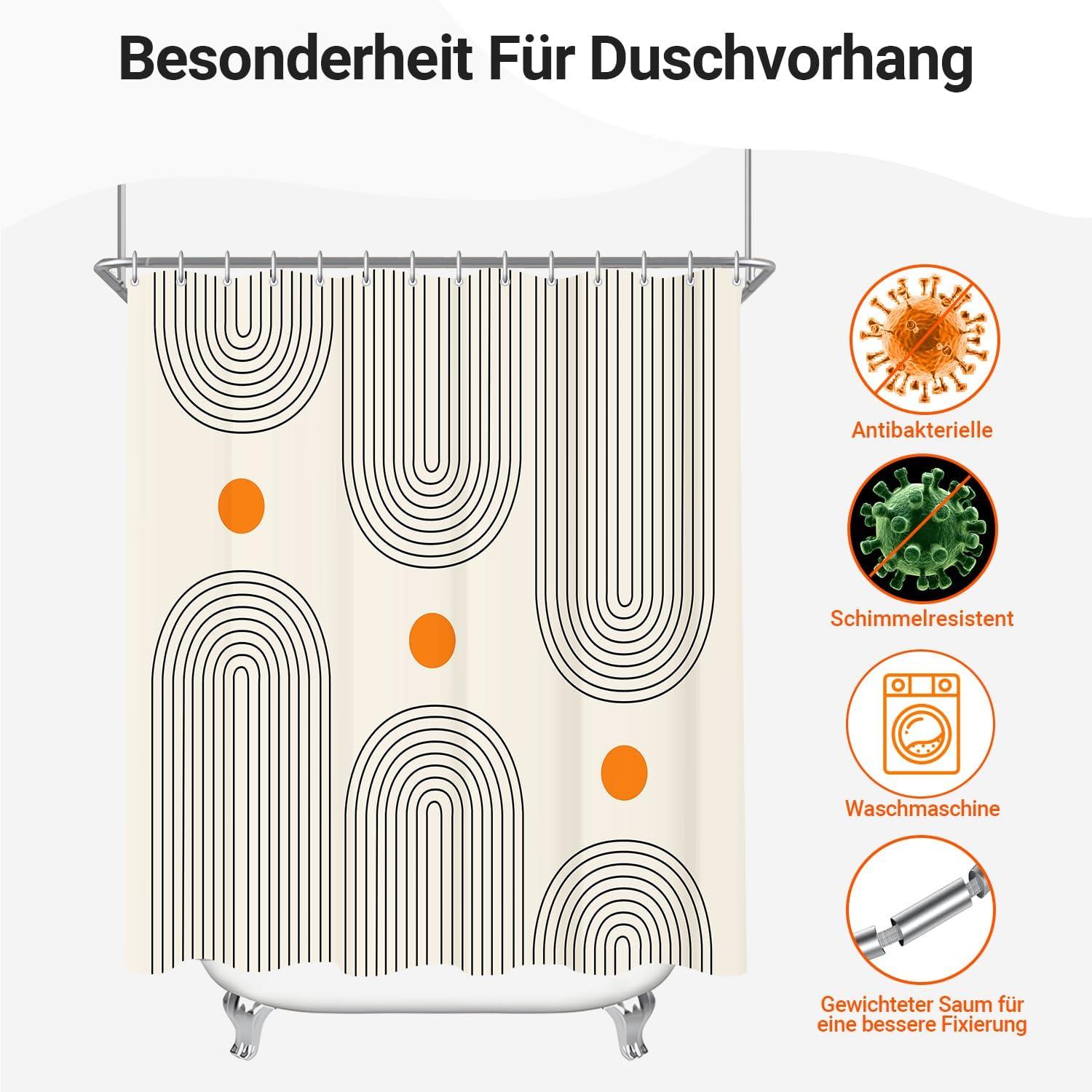 Duschvorhang 180x200cm Geometrische Kurve Wasserdicht Polyester Stoff
