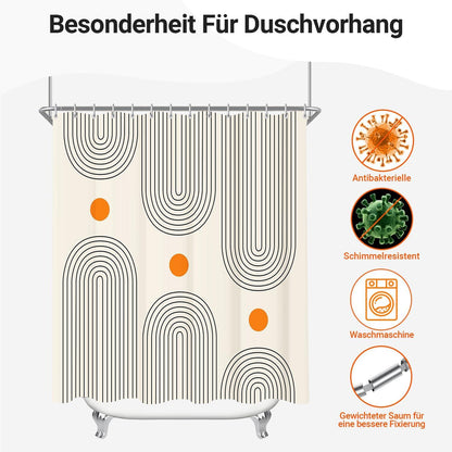 Duschvorhang 180x200cm Geometrische Kurve Wasserdicht Polyester Stoff