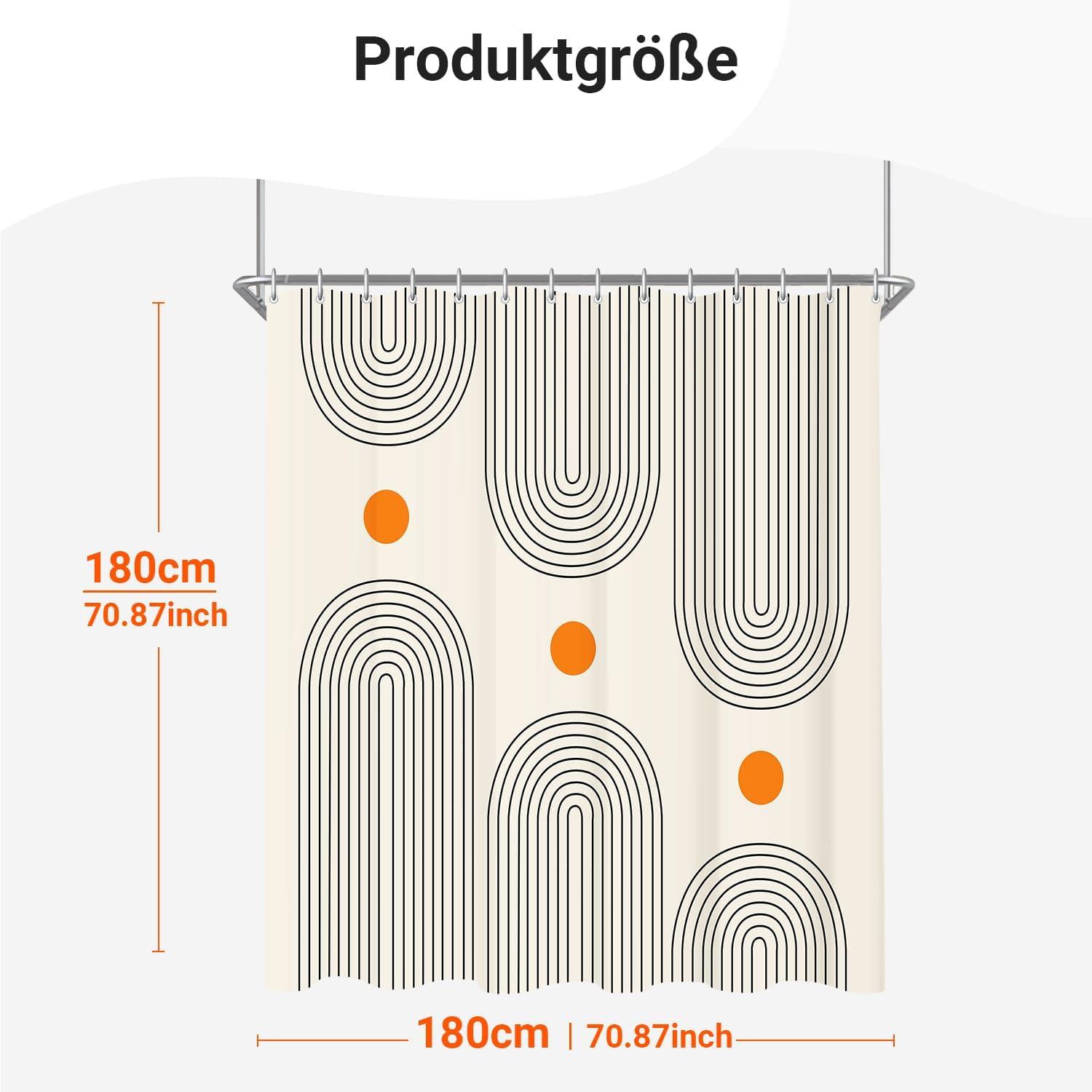 Duschvorhang 180x180cm Geometrische Curve Textil Antischimmel Waschbar
