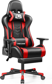 Ergonomischer Gaming Stuhl mit Fußstütze und verstellbaren Armlehnen