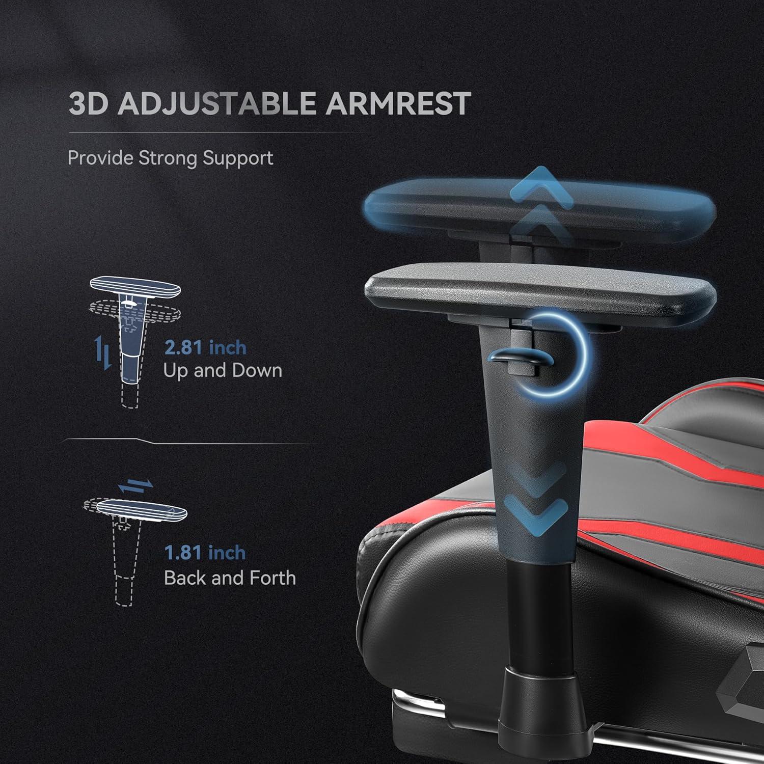 Gaming Stuhl Fußstütze 3D Armlehnen PC Bürostuhl ergonomischer