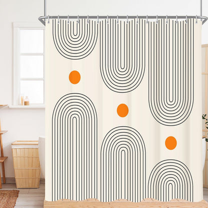 Duschvorhang 240x200cm Geometrische Kurve Polyester Antischimmel Wasserabweisend