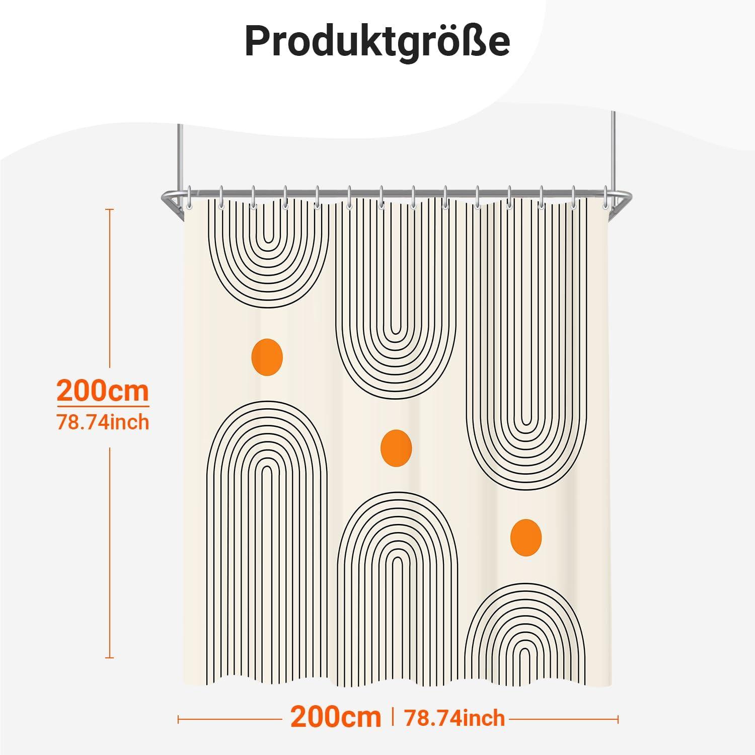 Duschvorhang 200x200cm Geometrische Kurve, Beschwerter Saum