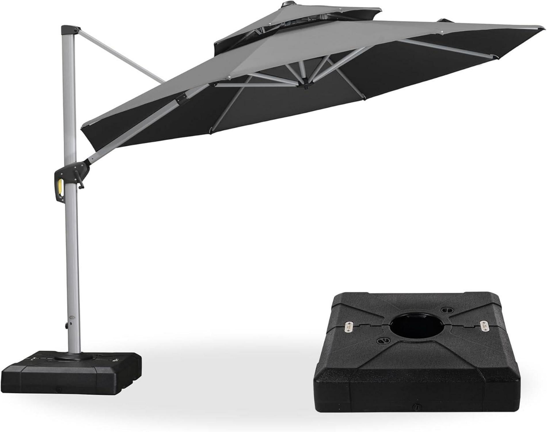 Ampelschirm 330 cm mit Ständer Sonnenschirm XXL UV50+ Grau