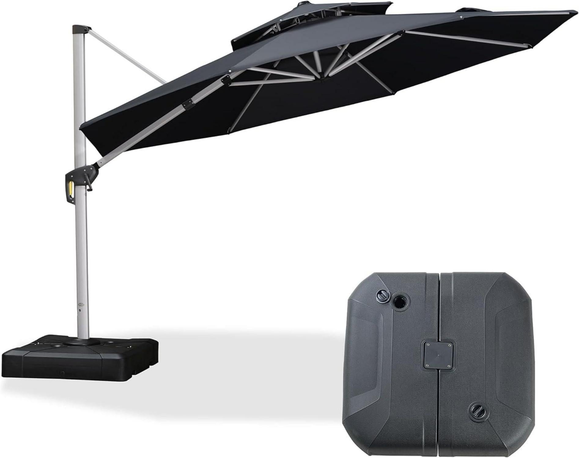 Sonnenschirm Ampelschirm mit Kurbel 360° Rotation UV50+ 365cm Grau