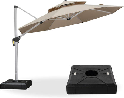 Sonnenschirm 330 cm Ampelschirm mit Kurbel UV50+ Beige