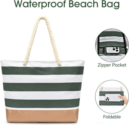 Oscaurt Strandtasche Tote Bag mit Reißverschluss Wasserdicht Groß Geschenke Frauen