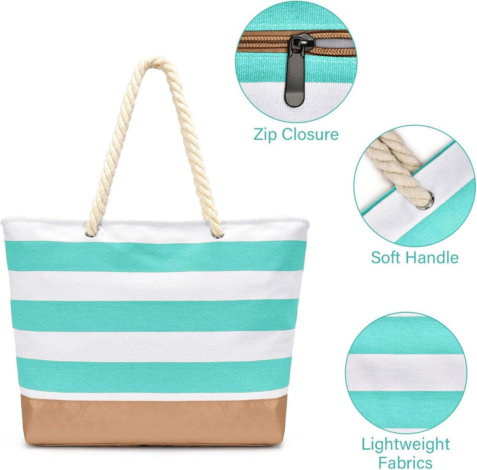 Strandtasche Tote Bag Große Shopper Tasche Wasserdicht Reißverschluss