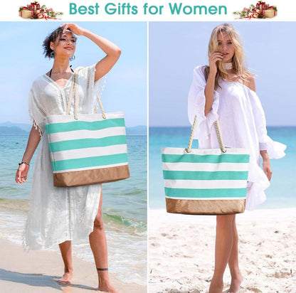 Große Strandtasche Tote Bag Damen Wasserdicht Reißverschluss Strand- Handtasche