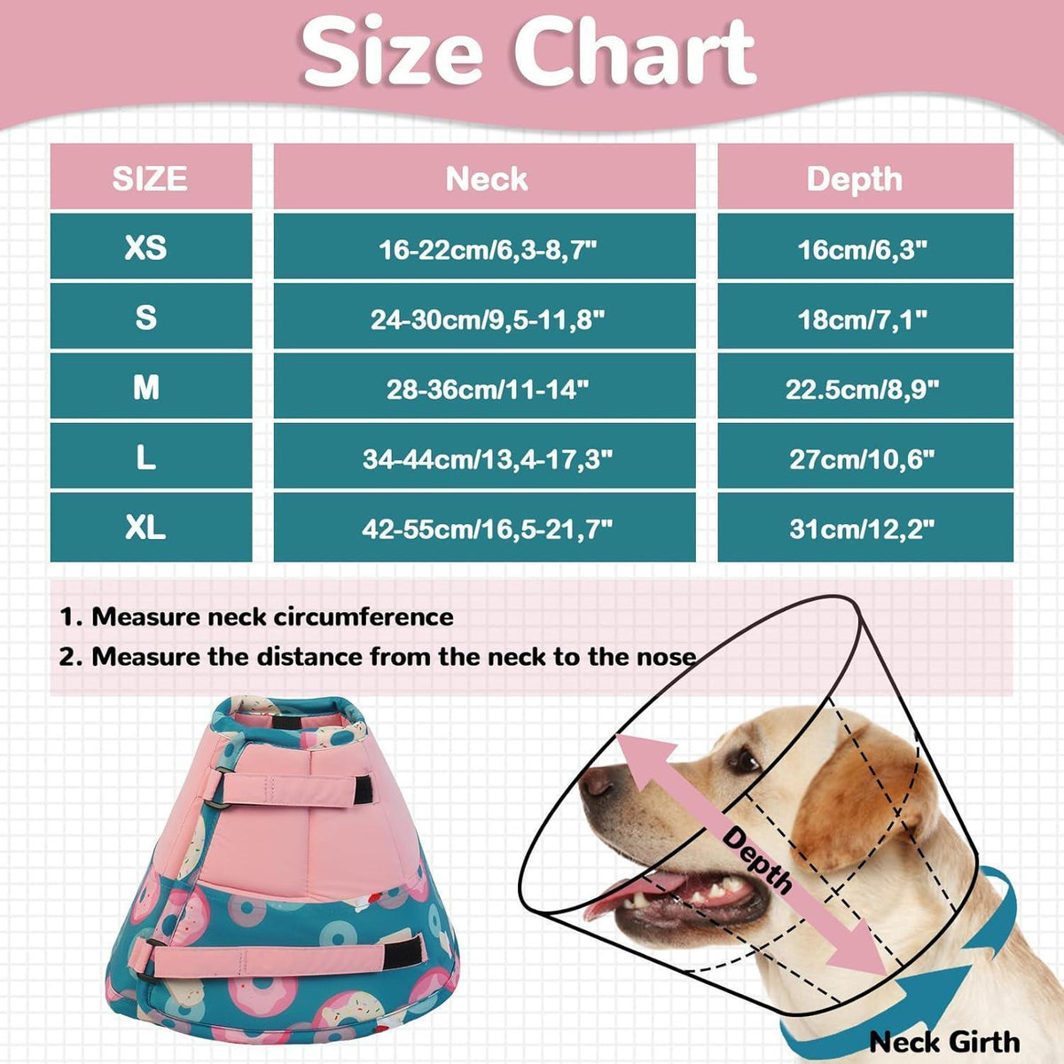 Hundekragen Leckschutz Rosa XL - Weiche Halskrause nach OP