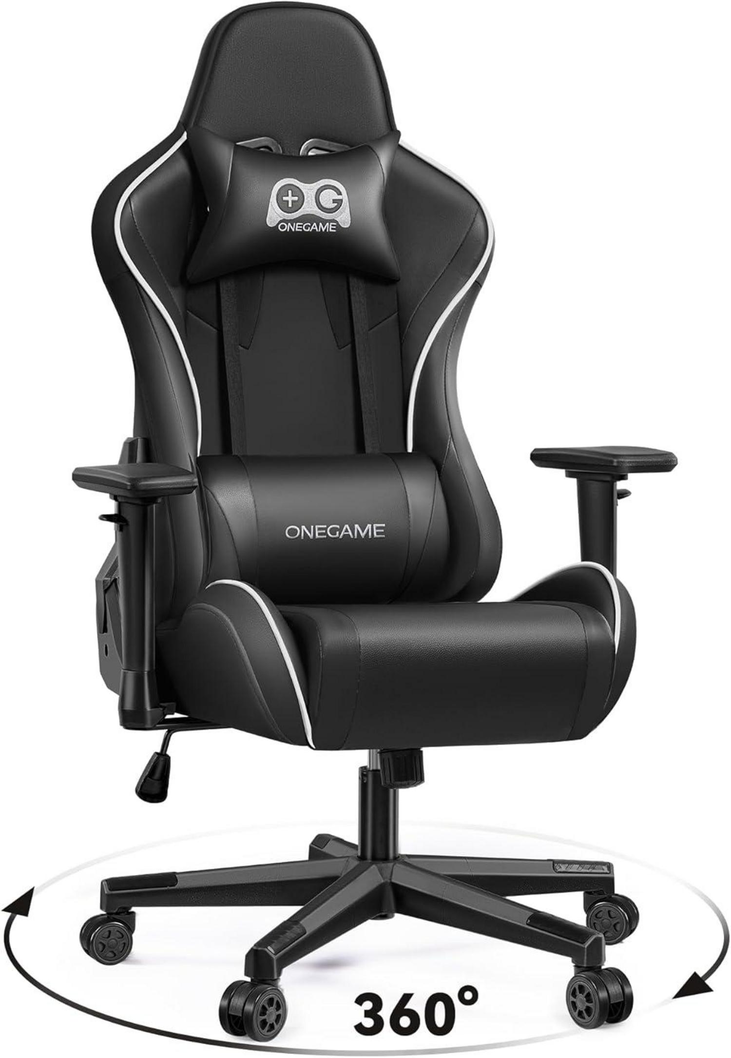 Ergonomischer Gamer Chair mit 3D Armlehnen, höhenverstellbar - Schwarz