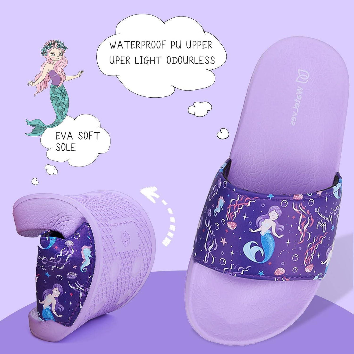 Kinder Badeschuhe Lila Meerjungfrau rutschfest Gr. 26/27