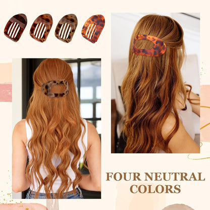 4er Set Flache Haarklammern Leopardmuster Damen Clips Haarschmuck