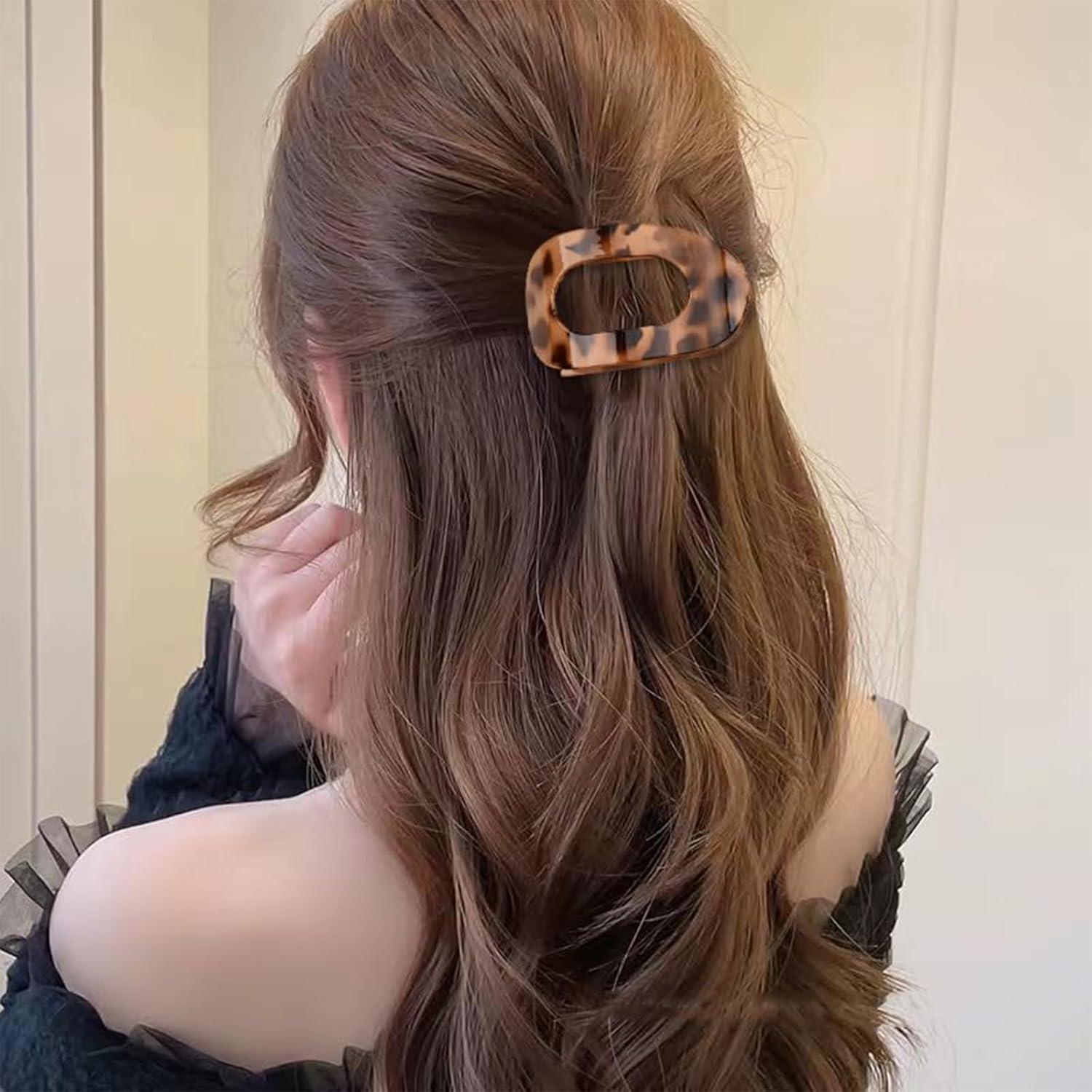 4 Stück Schildpatt Leopard Flache Haarklammern für Damen