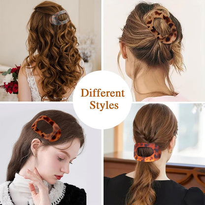 4er Set Flache Haarklammern Leopardmuster Damen Clips Haarschmuck