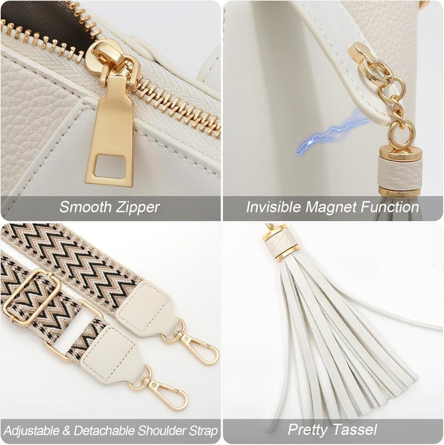 Umhängetasche Damen Kleine Handtasche mit Verstellbarem Breiter Gurt