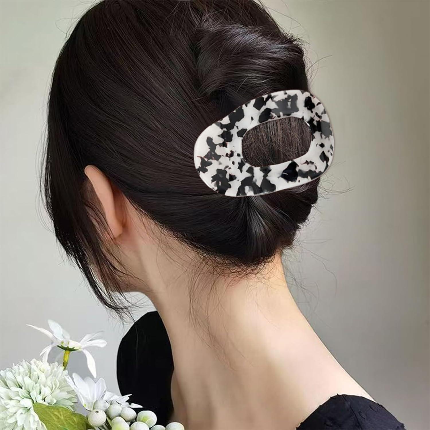 4er Set Acetat Flache Haarklammern Leopard für Damen